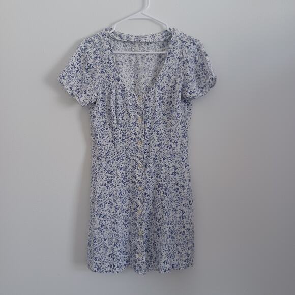Reformation Margeaux Dress Women 4 Blue Floral Johanna Mini Button Front Cottage - Picture 1 of 13